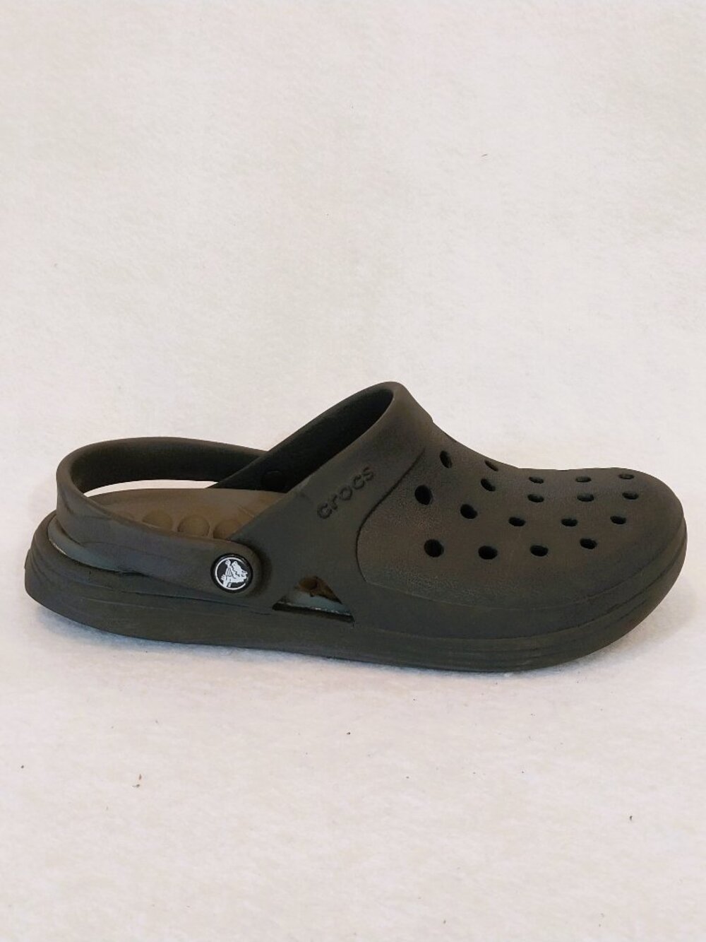 CROCS REVIVA Mens 9 Womens 1 Black Slip On Comfort Clogs Shoes Massaging Footbed